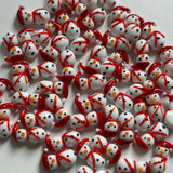 Yılbaşı Kırmızı Şapkalı Kardan Adam Murano Cam Boncuk Kişiye Özel Harf Kadın Şans Bilekliği