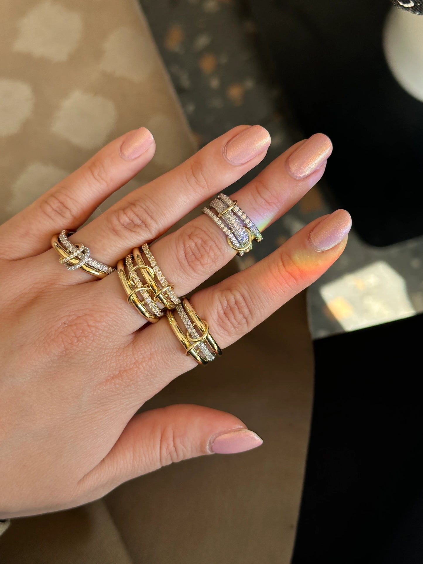 4'Lü Gold Zirkon Spinelli Kadın Yüzük