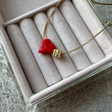 Kalp Murano Cam Boncuk Küp Harf Kolye