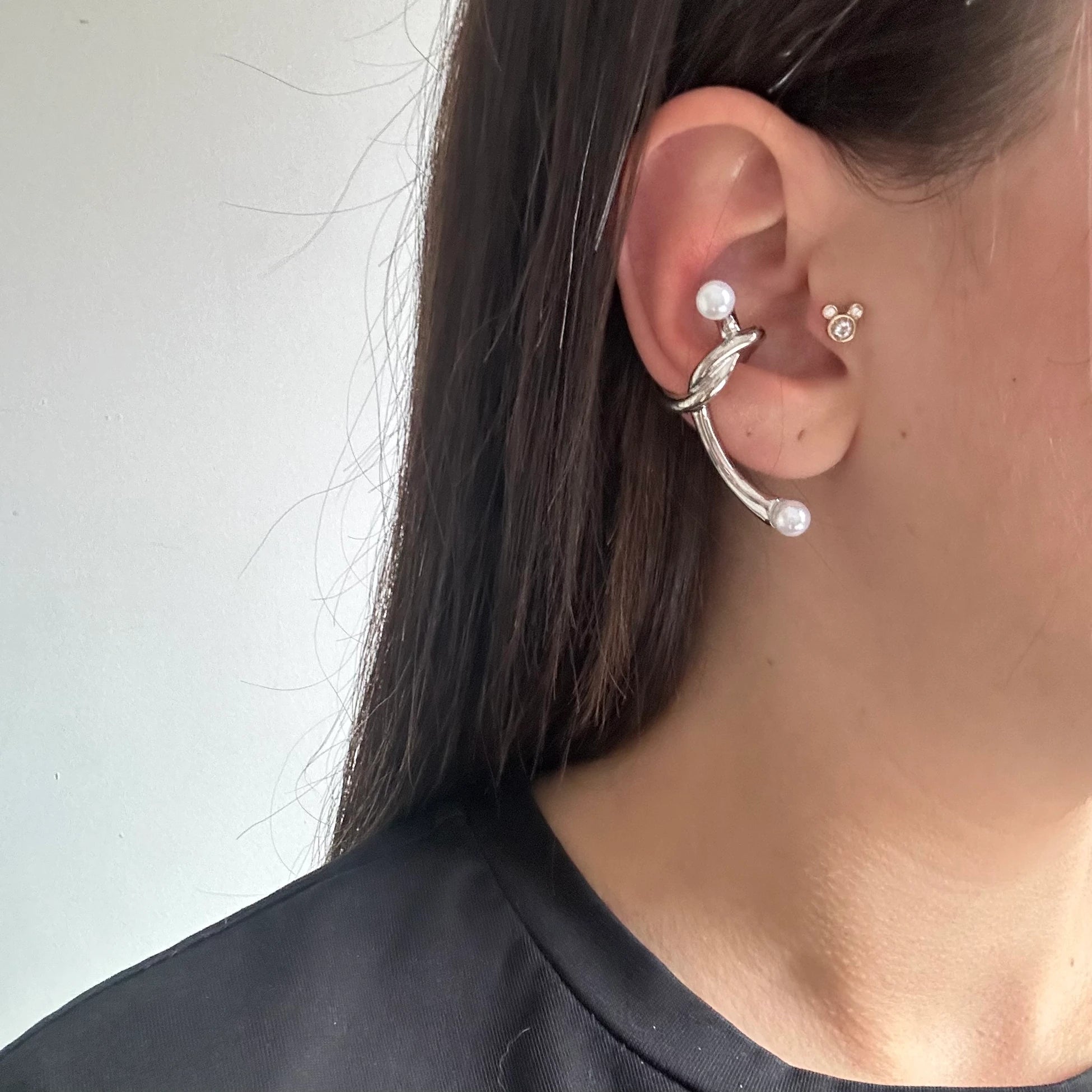 Düğüm İnci Earcuff Küpe