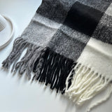 Siyah/Beyaz Kareli Pinterest Şal Atkı