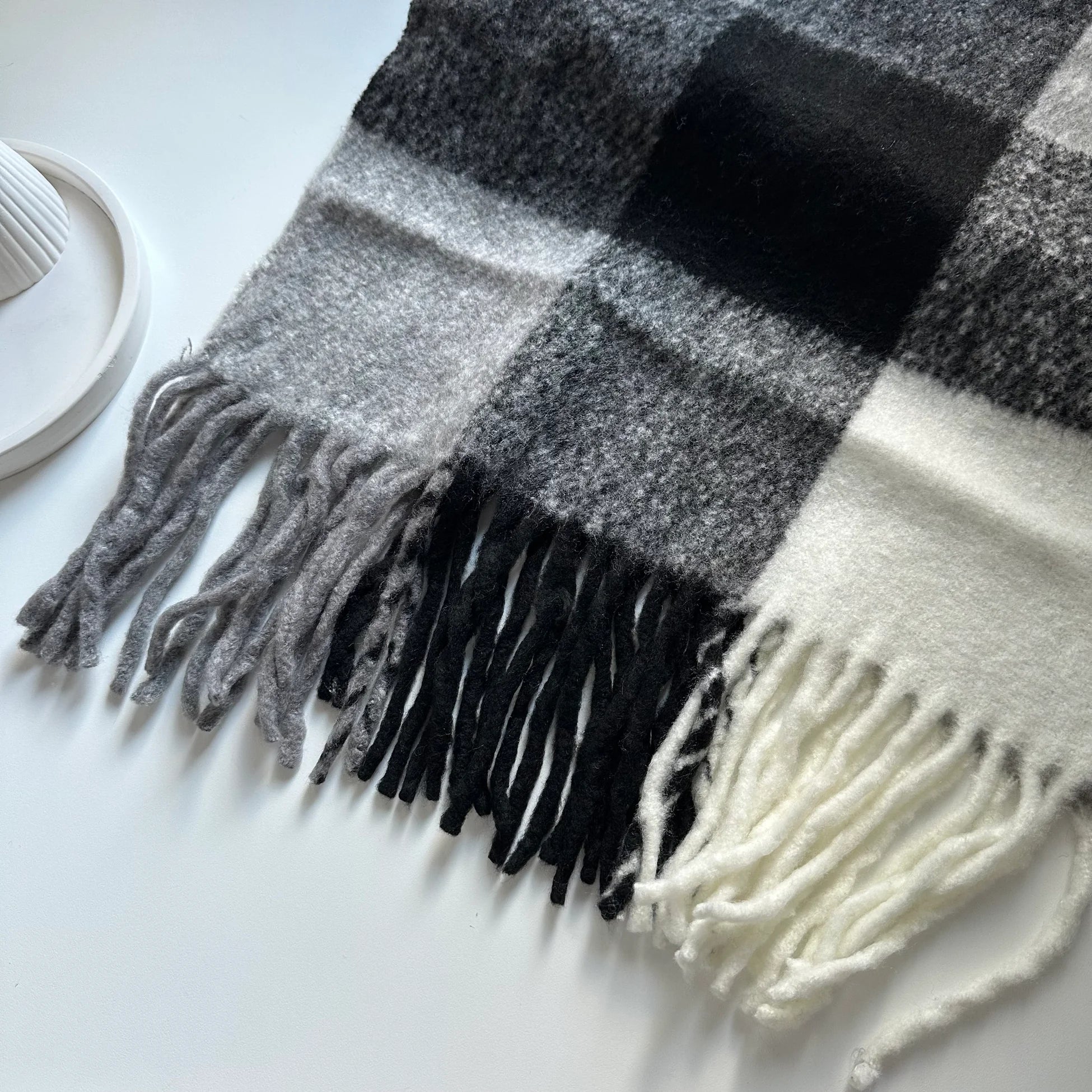 Siyah/Beyaz Kareli Pinterest Şal Atkı