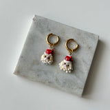 Yılbaşı Noel Baba Murano Cam Boncuk Kadın Set Küpe