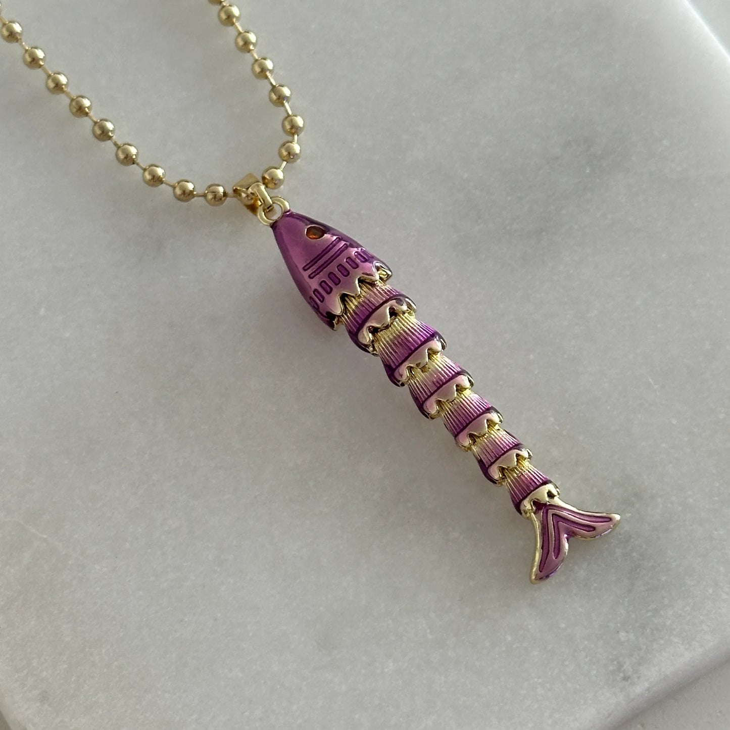Mor Hareketli Balık Kadın Kolye