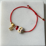 Yılbaşı Noel Baba Murano Cam Boncuk Kişiye Özel Harf Kadın Şans Bilekliği