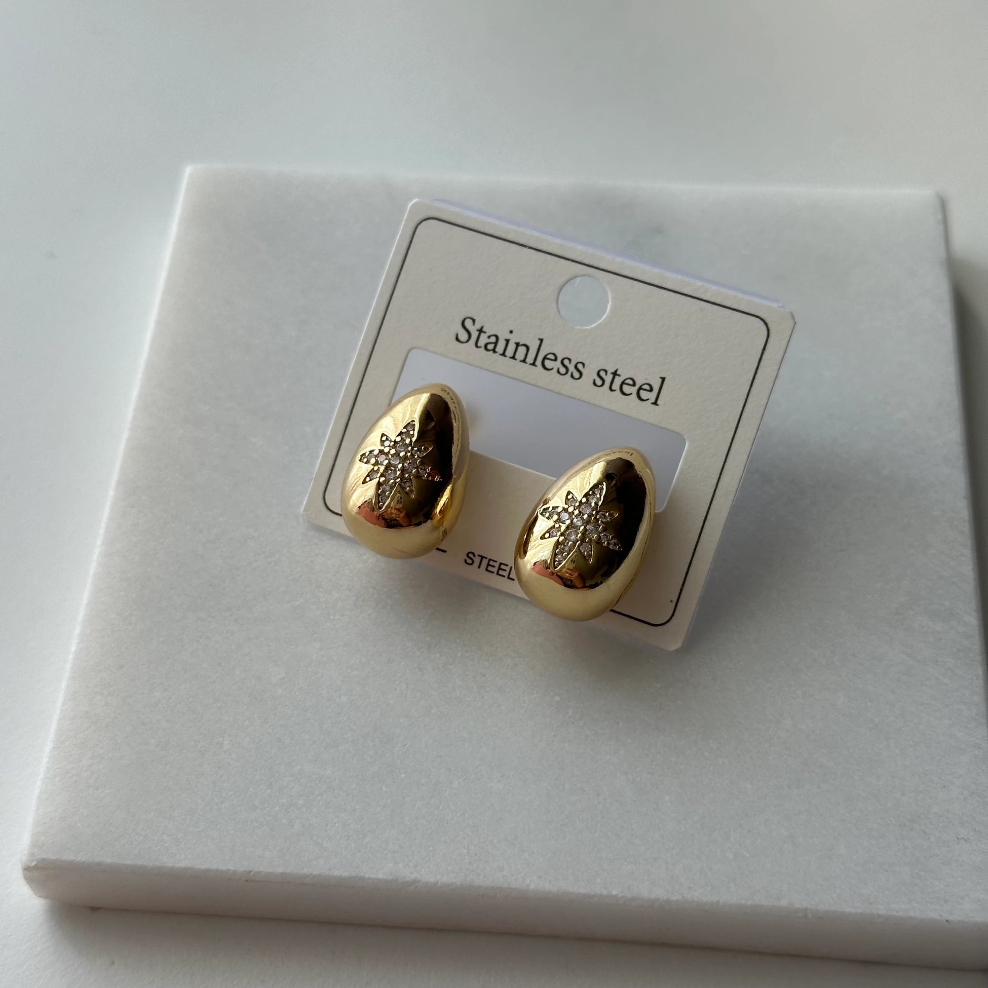 Kutup Yıldızı Zirkon Damla Çelik Küpe