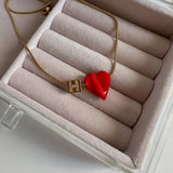 Kalp Murano Cam Boncuk Küp Harf Kolye