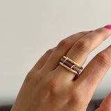 3'Lü Fuşya Pembe Sinelli Kadın Yüzük