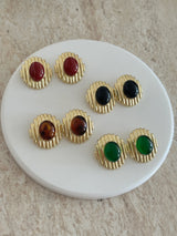 Renli Taş Tasarım Gold Kadın Küpe