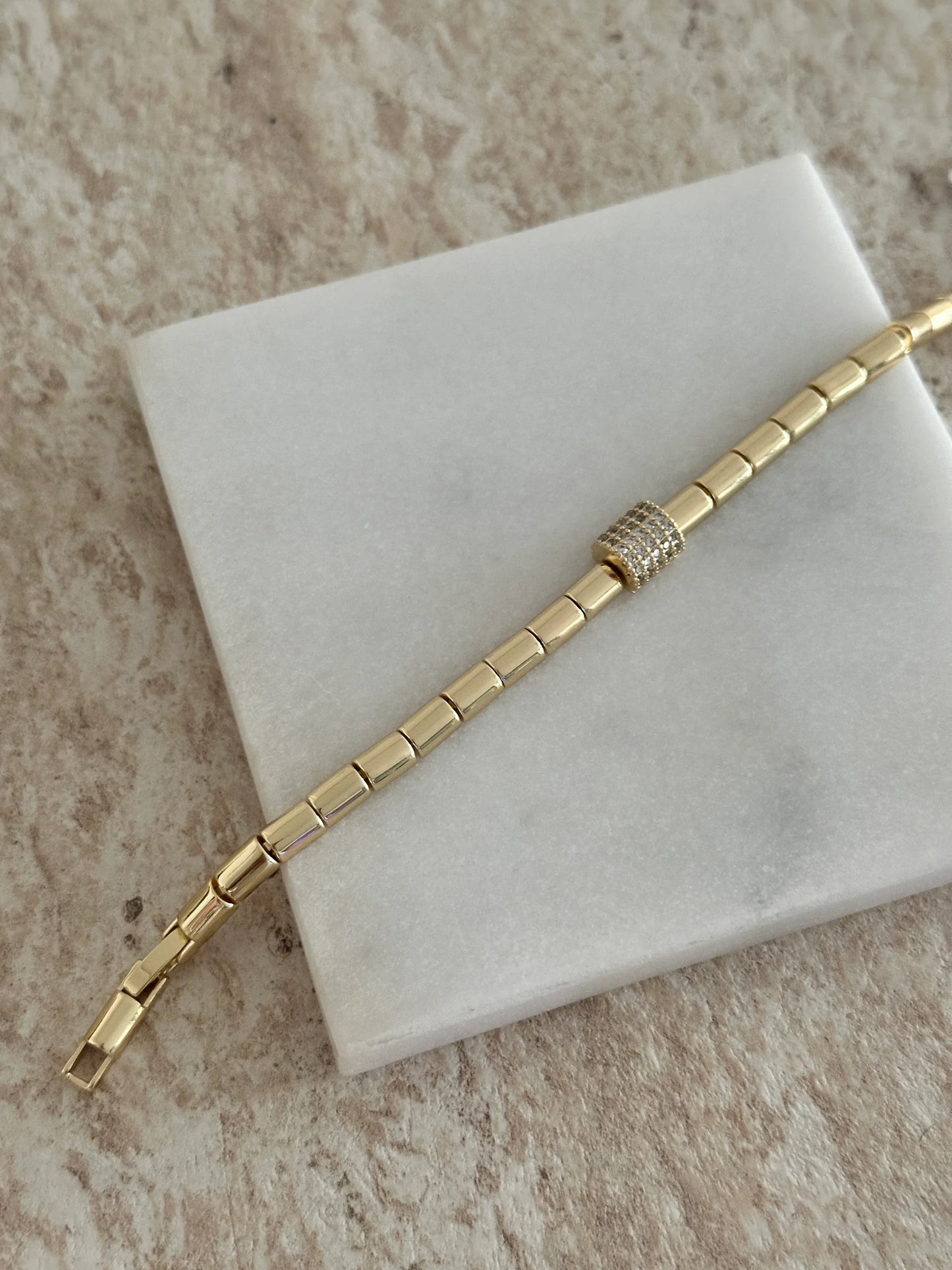 Silindir Zirkon Taş 14k Kadın Bileklik