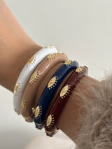 Göz Renkli Altın Kaplama Kelepçe Kadın Bilezik