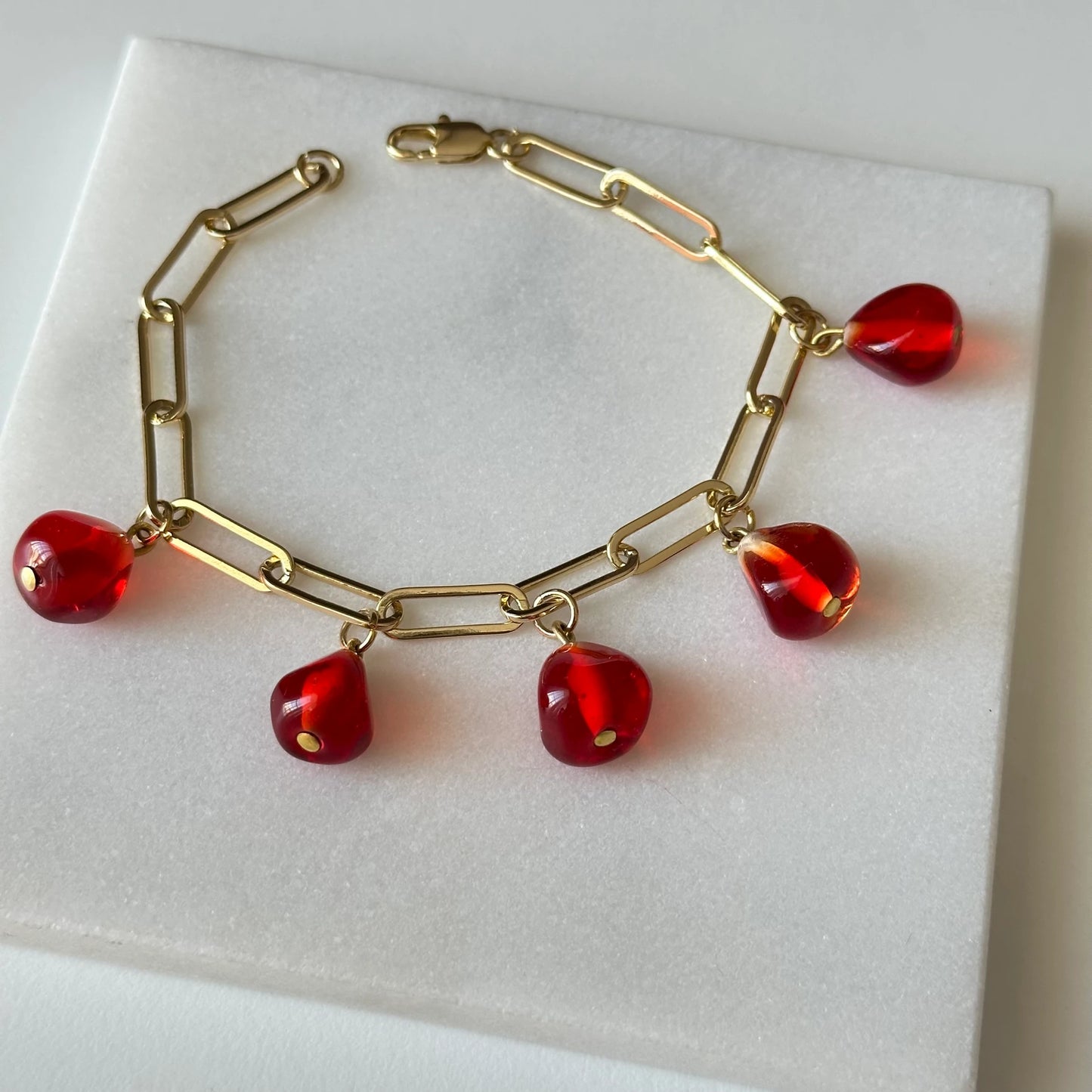 Nar Murano Cam 14k Altın Bileklik