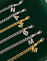 925 ayar gümüş harf zincir bileklik