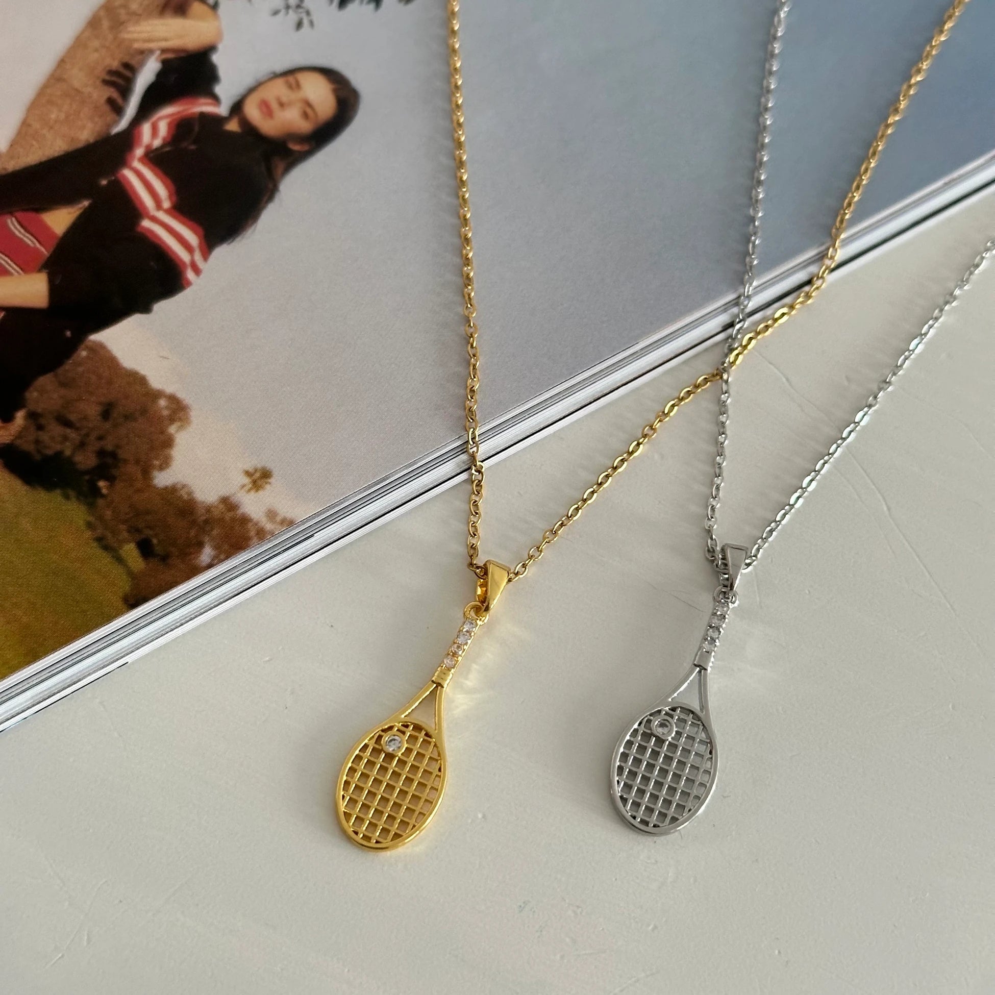 Tenis Raketi Çelik Kolye