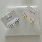 Üçlü Görünüm Altın Kaplama Kadın Küpe