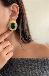 Renli Taş Tasarım Gold Kadın Küpe