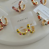 Renkli Mineli Çiçek Kadın Küpe