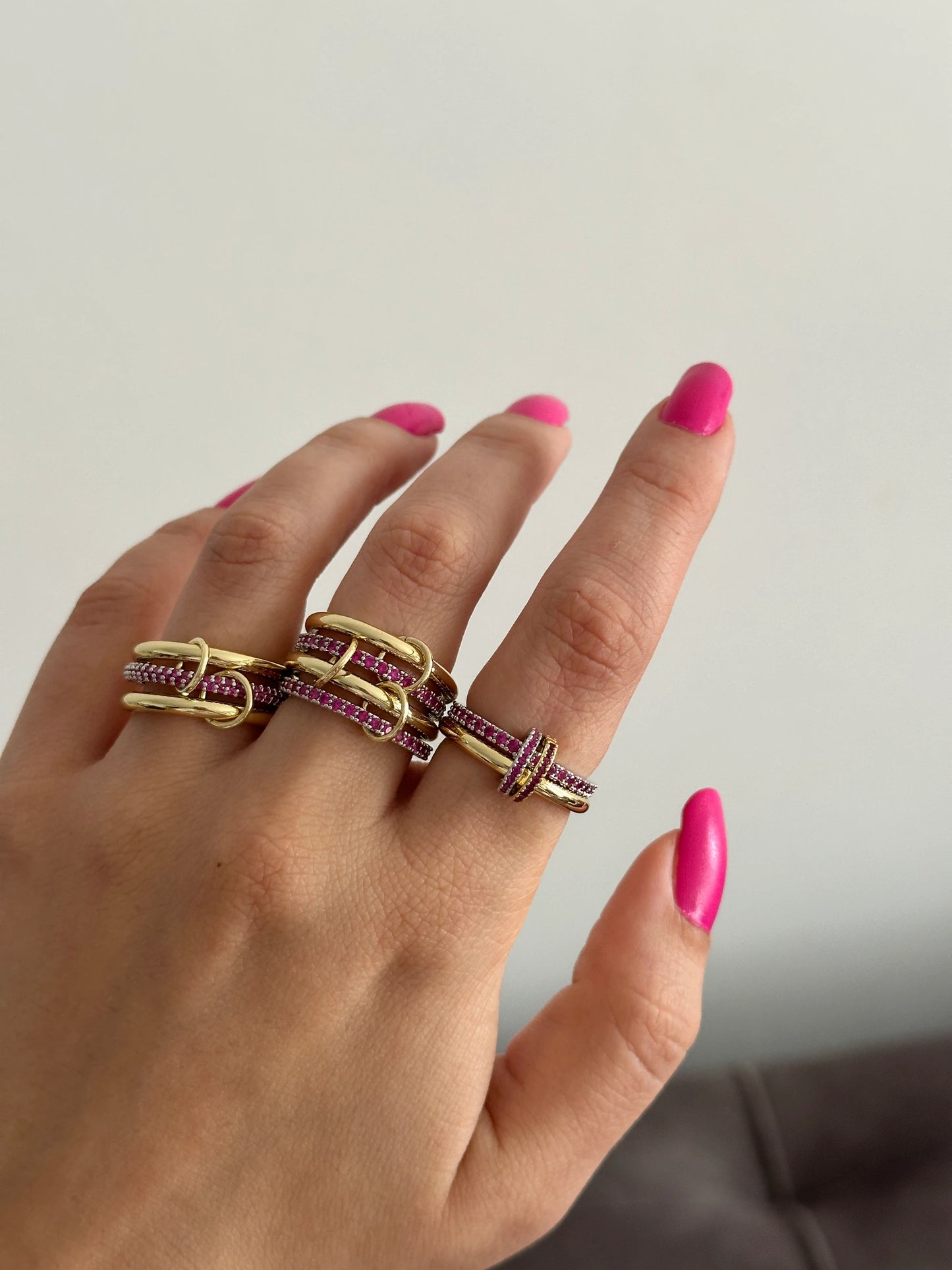 4'Lü Fuşya Pembe Spinelli Kadın Yüzük