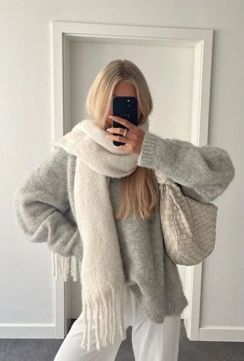 Beyaz Pinterest Kadın Şal Atkı