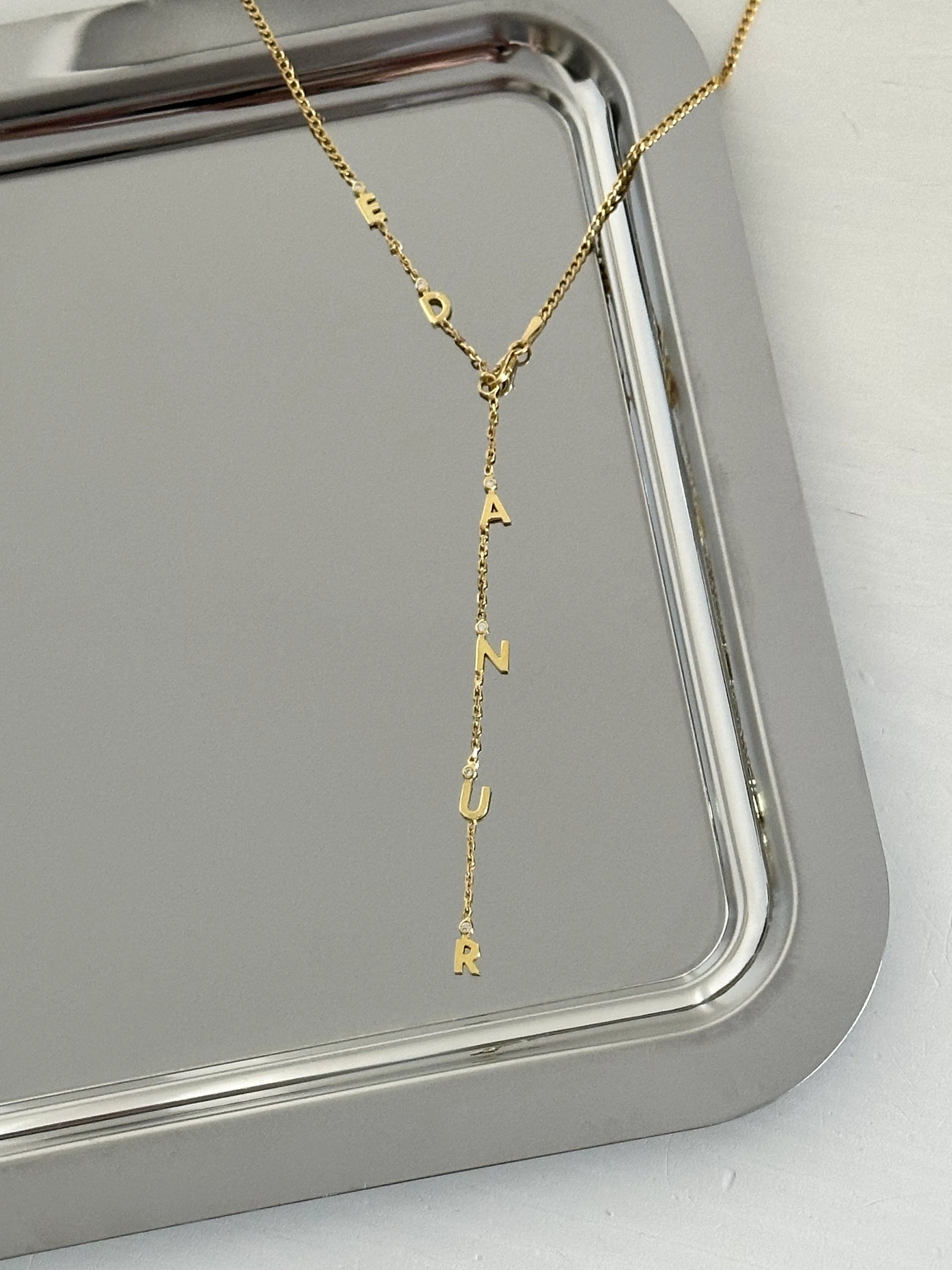 Dekolte İsim Kolye Nokta Taşlı (925 gümüş)