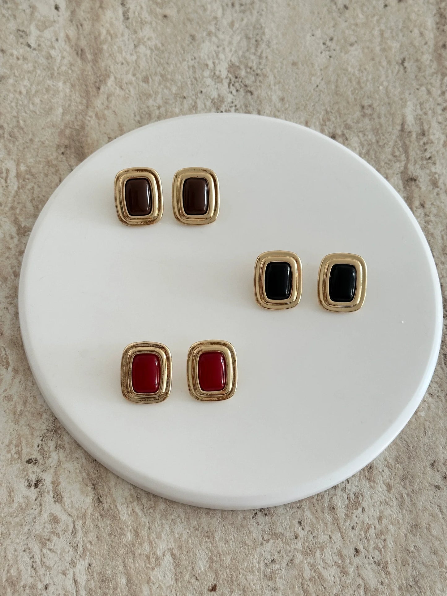 Kare Plaka Renkli Kadın Küpe