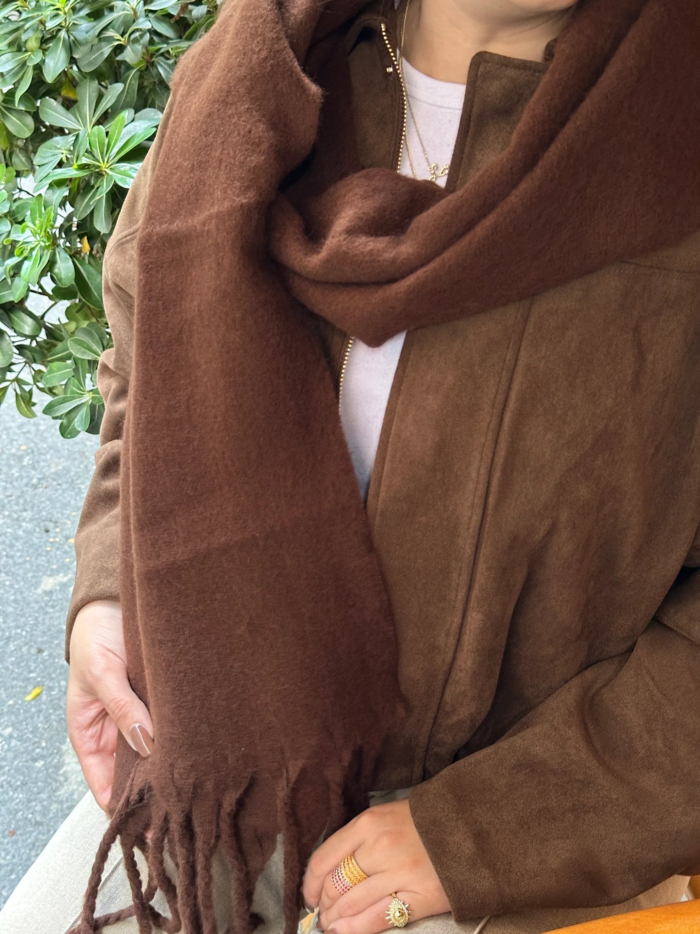 Kahve Pinterest Kadın Şal Atkı