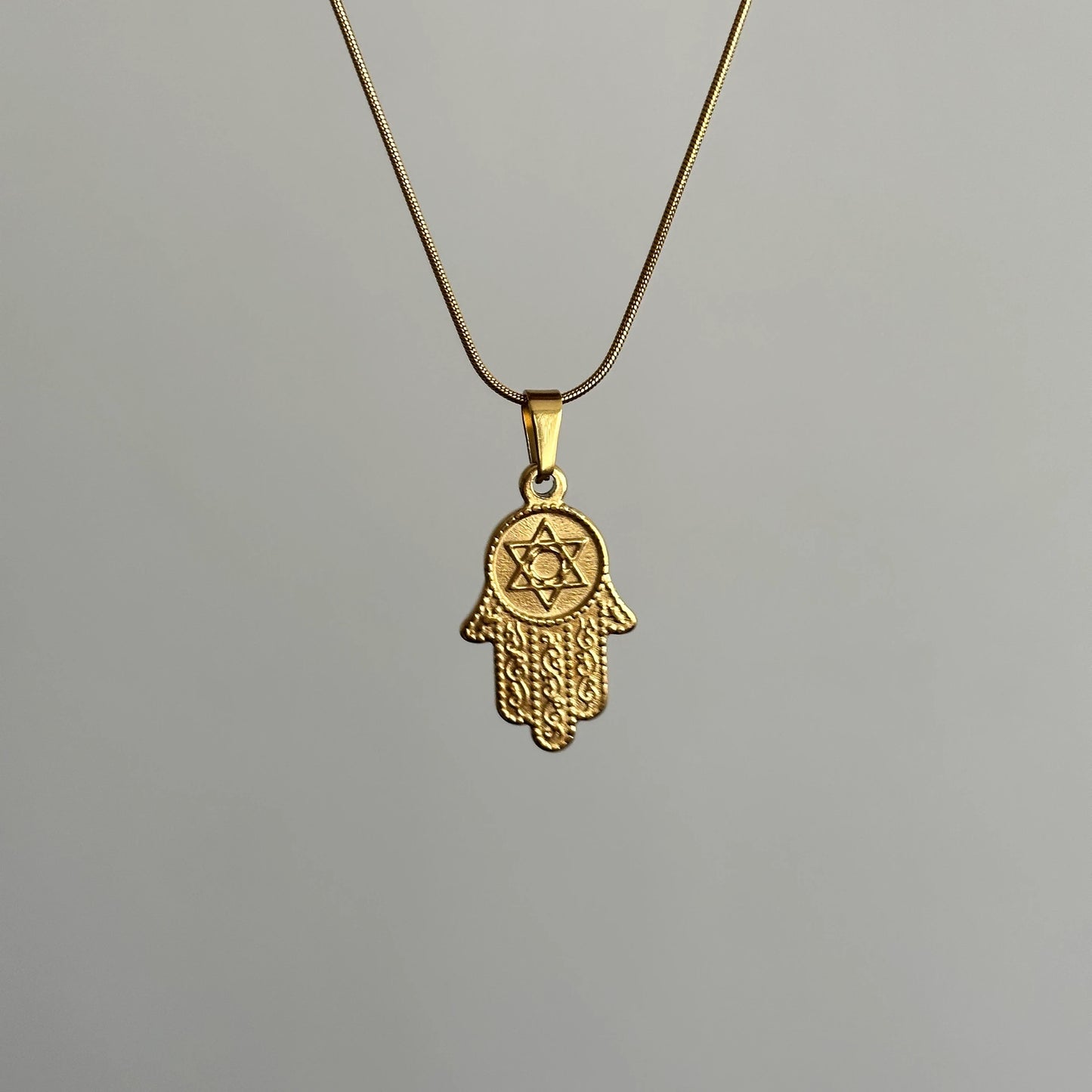 Heksagram Fatma Ana Eli Çelik Kadın Kolye