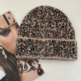Kahve Angora Leopar Kadın Bere