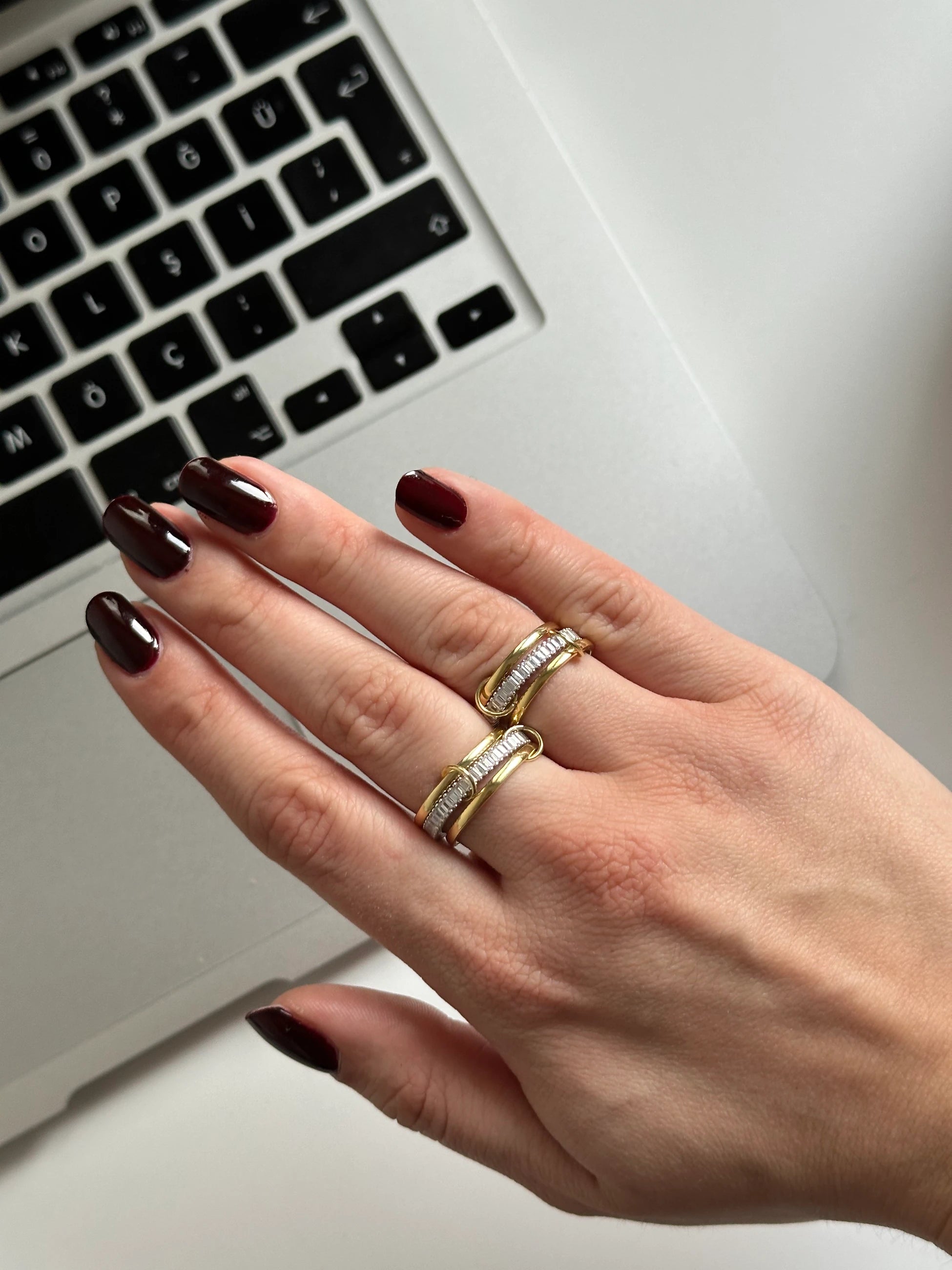 Spinelli Üçlü Taşlı Yüzük (925 ayar gümüş)