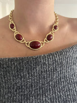 Bordo Taş Gold Kadın Kolye