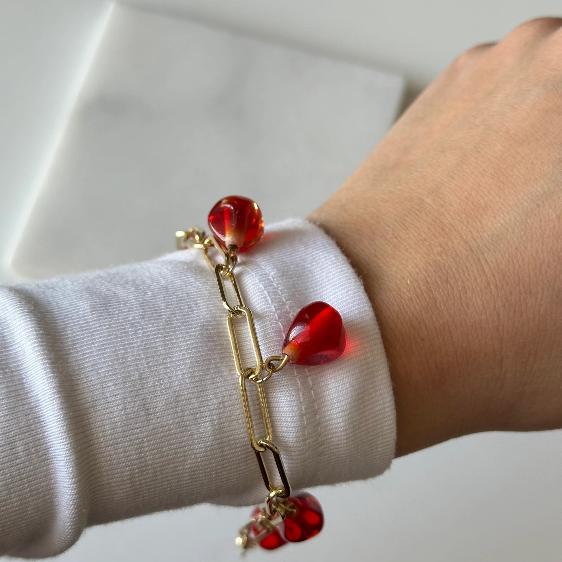 Nar Murano Cam 14k Altın Bileklik