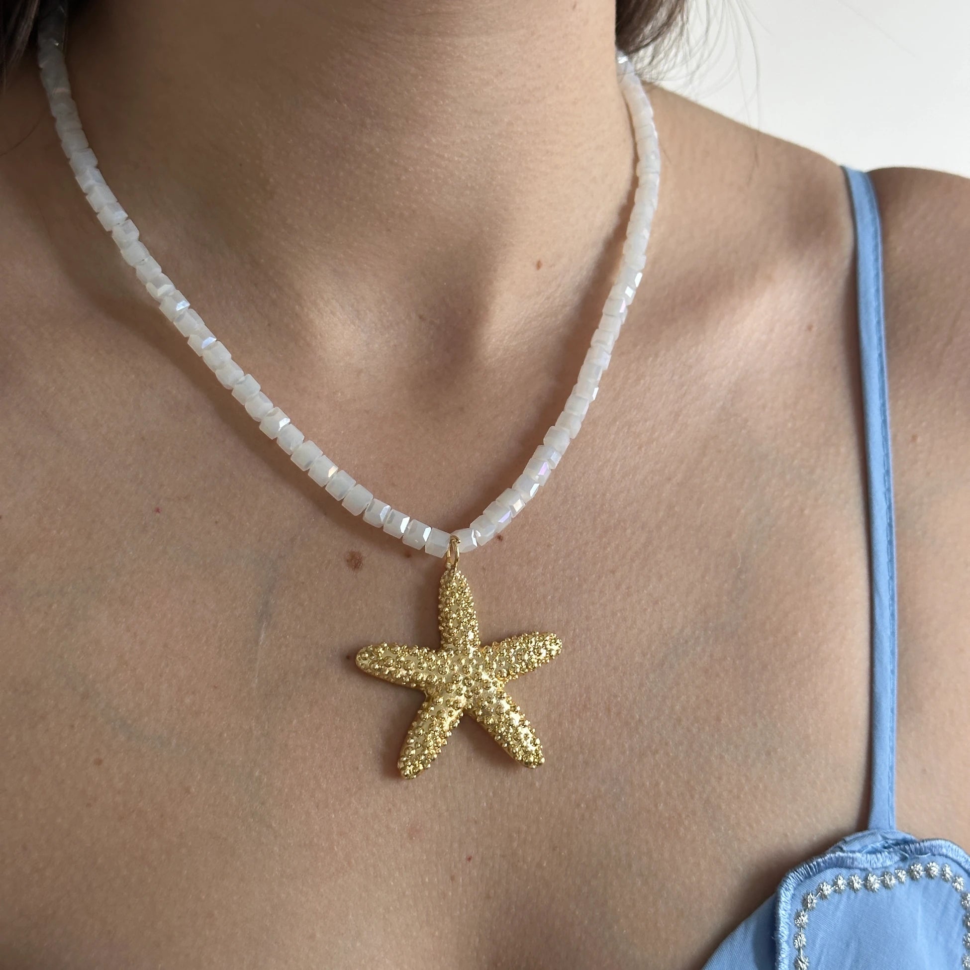 Sedefli Boncuk Taş Kadın Kolye