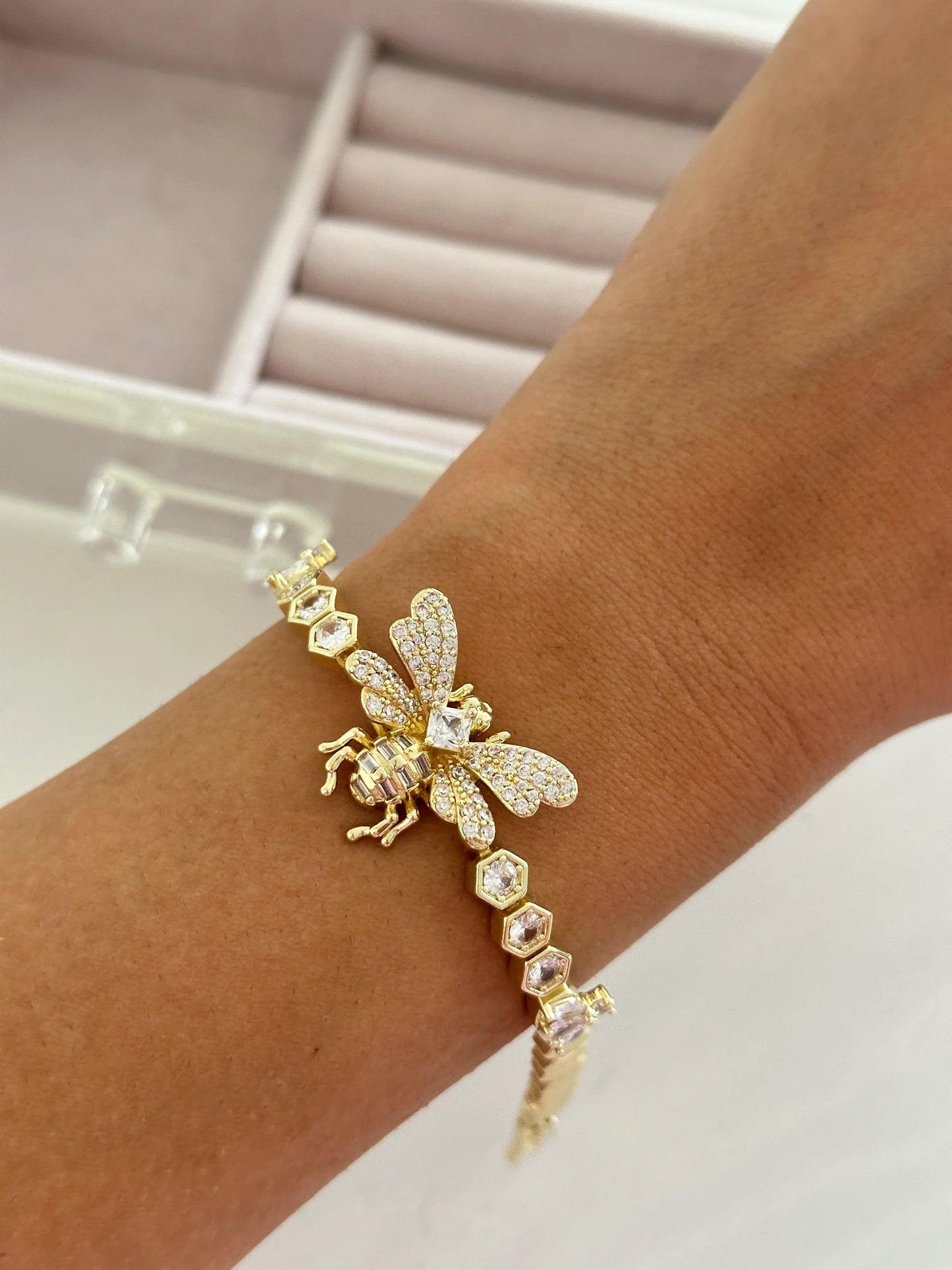 Arı Zirkon VIP Altın Kaplama Kadın Bileklik