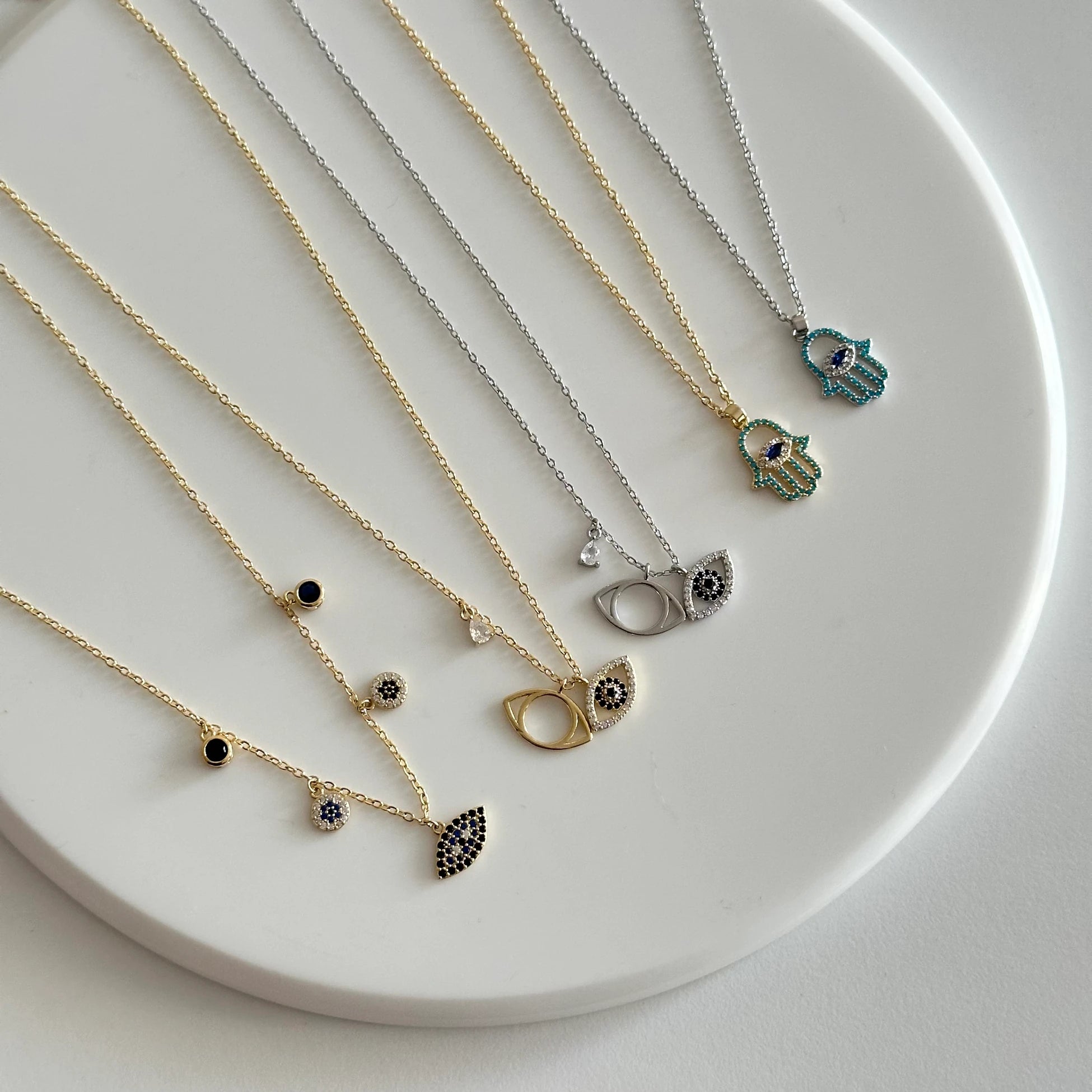 Fatma Ana Eli Nazar 14K Altın Kaplama Kolye