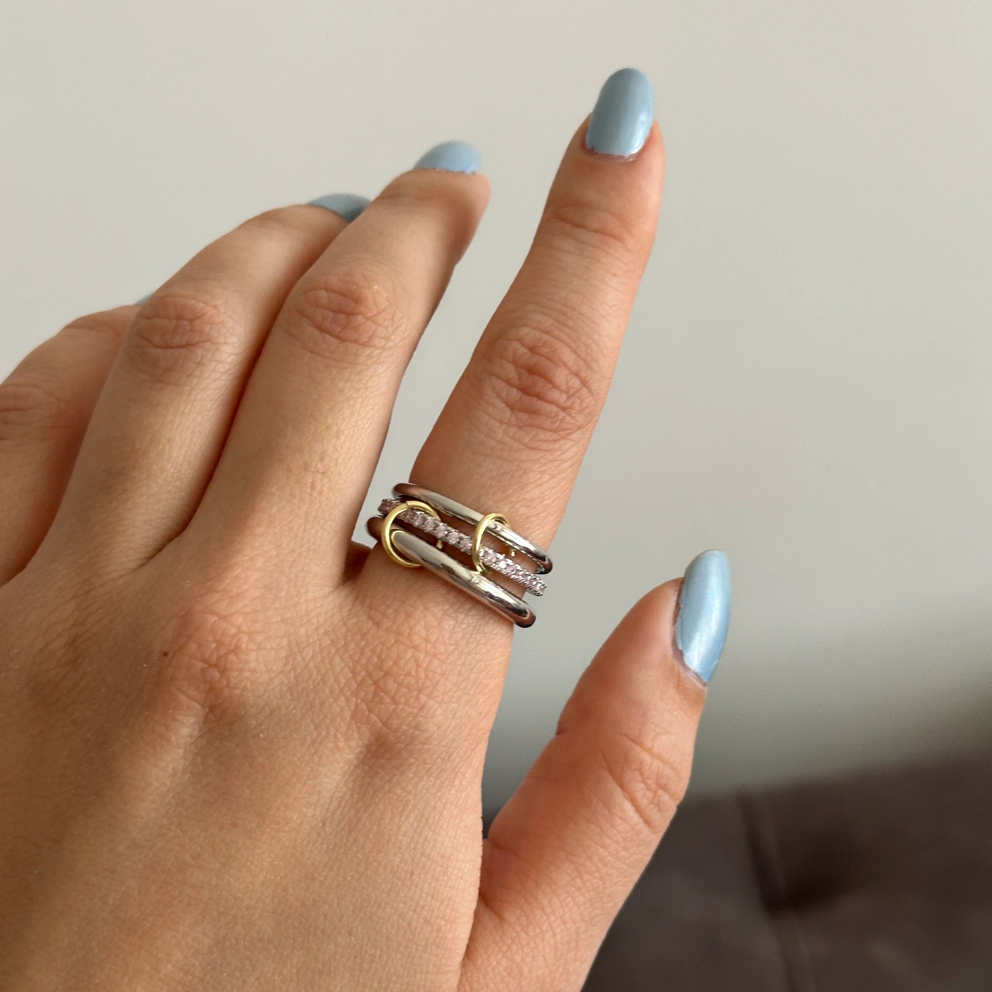 3'Lü Pembe Zirkon Taş Gümüş Spinelli Kadın Yüzük