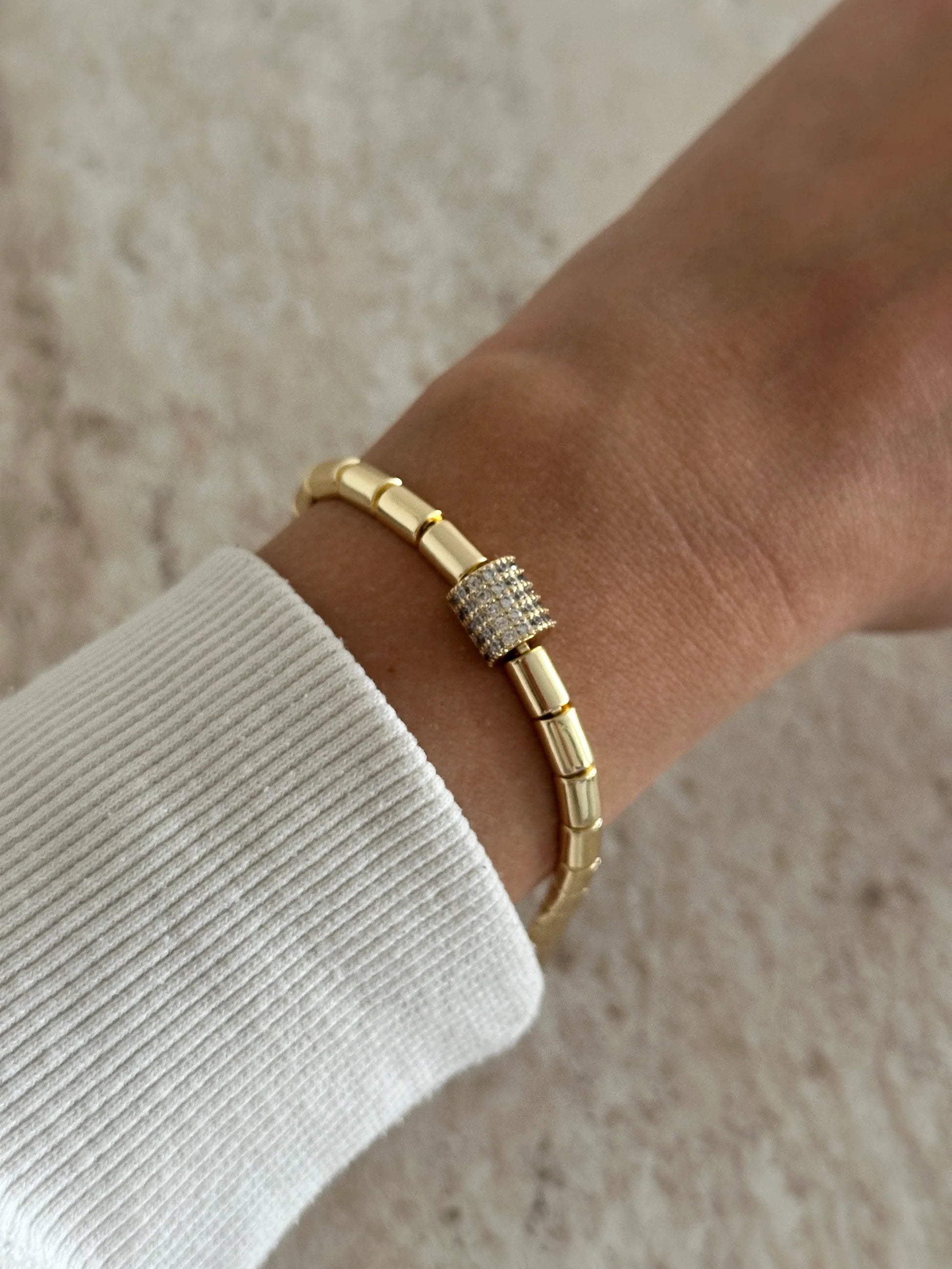 Silindir Zirkon Taş 14k Kadın Bileklik