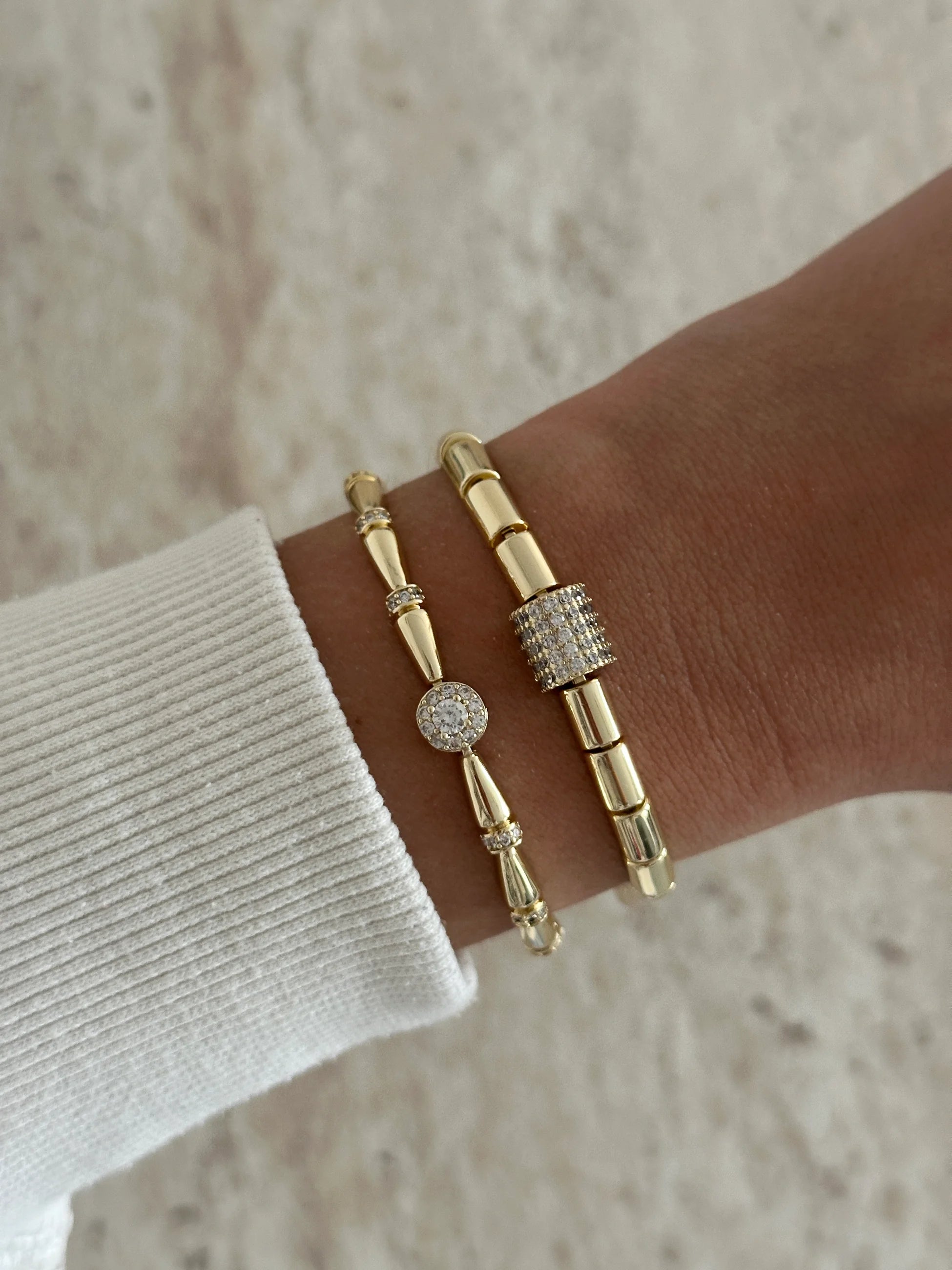 Silindir Zirkon Taş 14k Kadın Bileklik