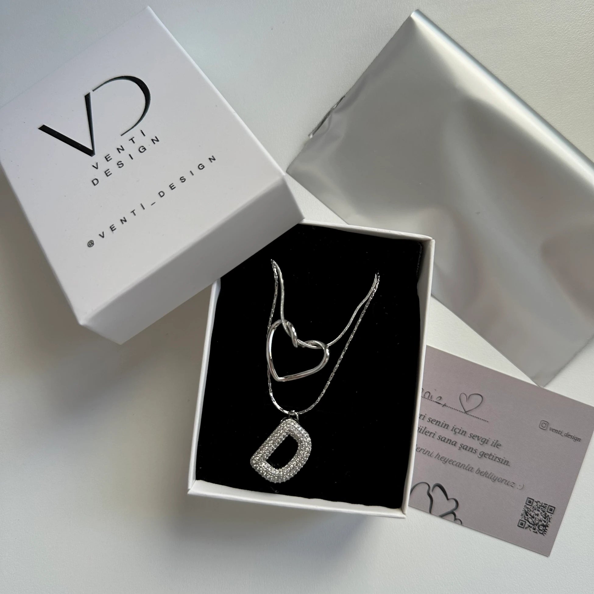 Zirkon Taş Harf Kadın Kolye (silver)