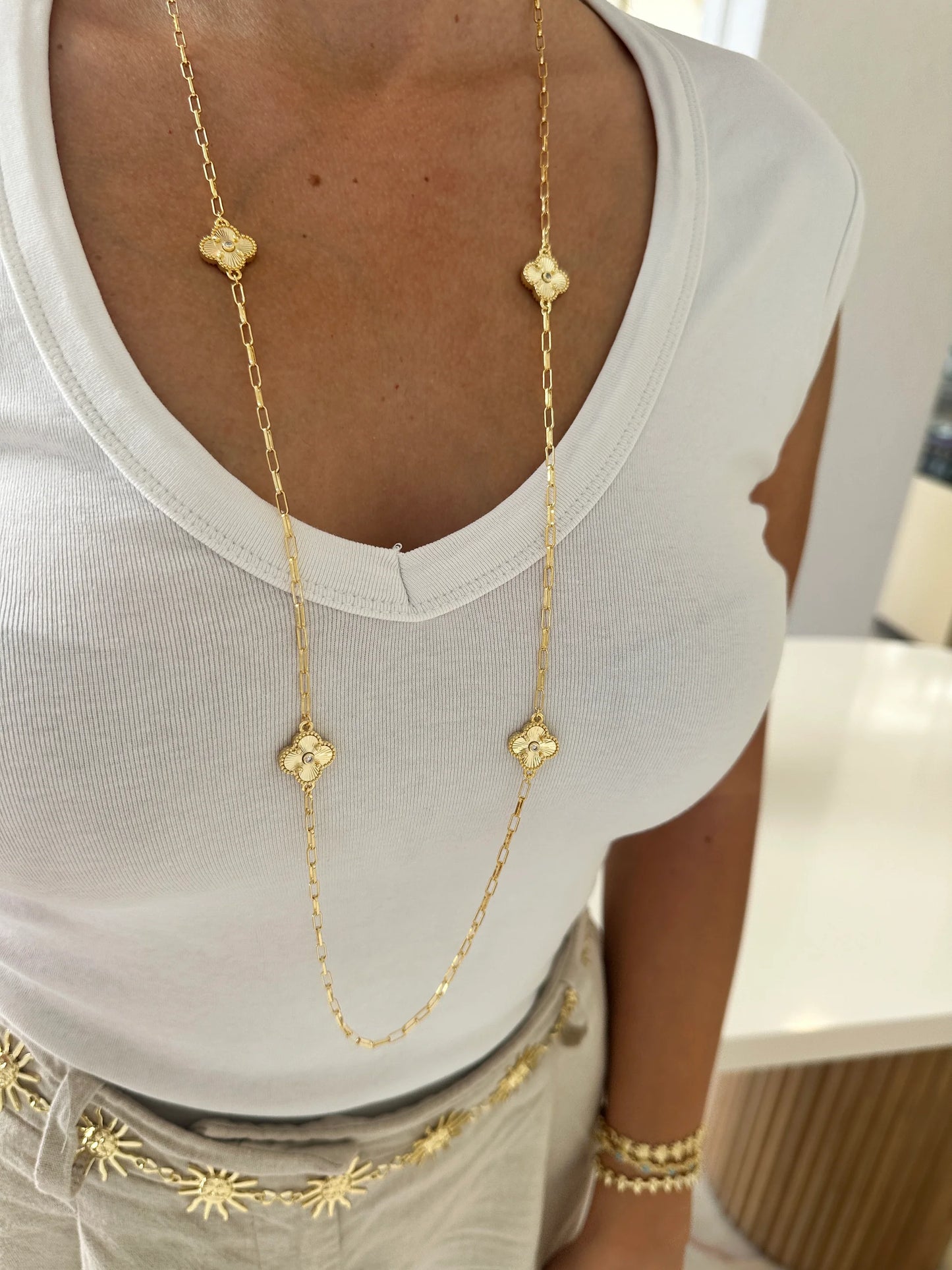 Çiçek Zincir Kadın Kolye (90 cm)