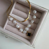 İkili İnci&İtalyan Zincir Çelik Kolye