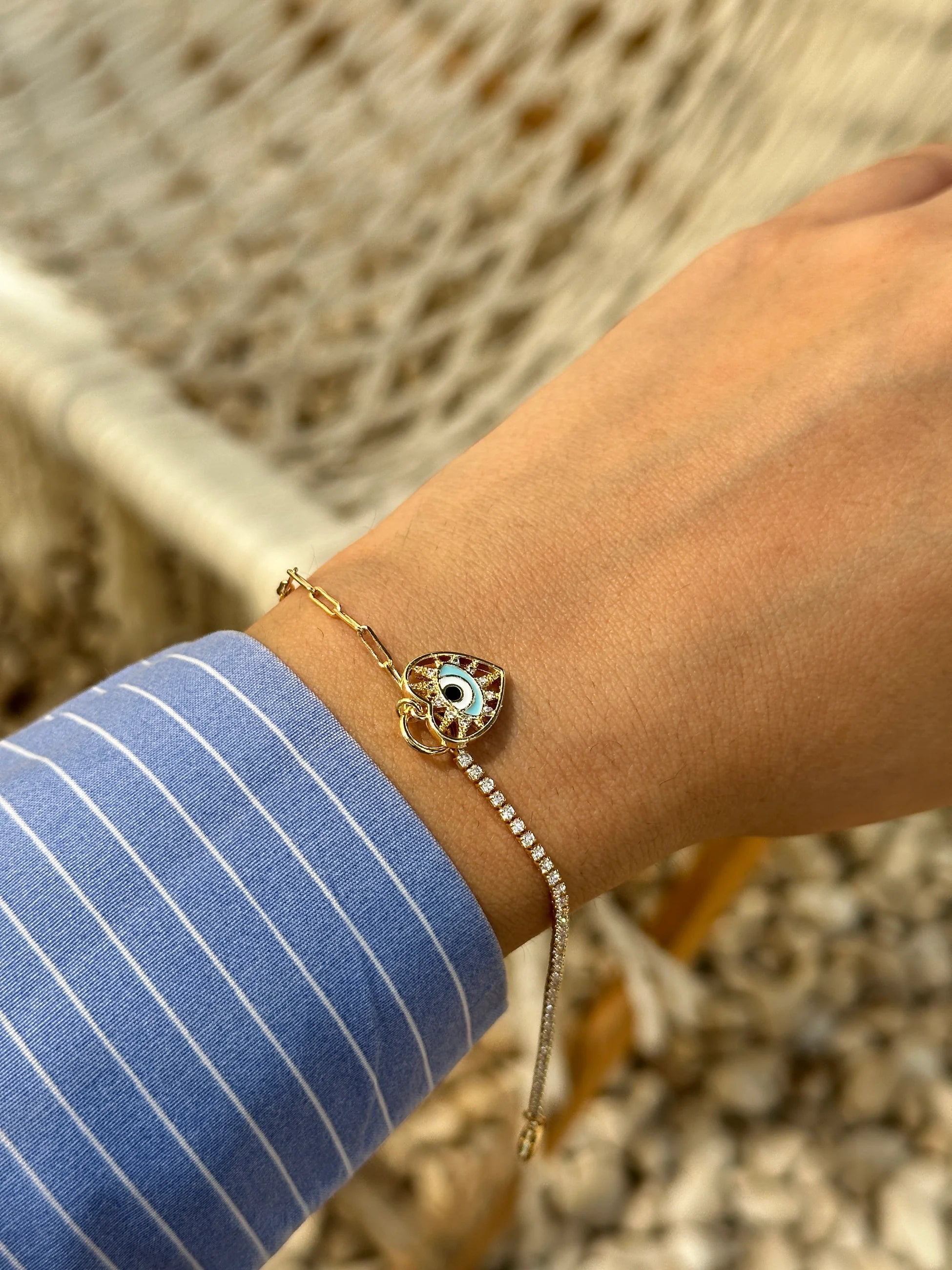 Göz Kalp Su Yolu & Zincir Kadın Bileklik