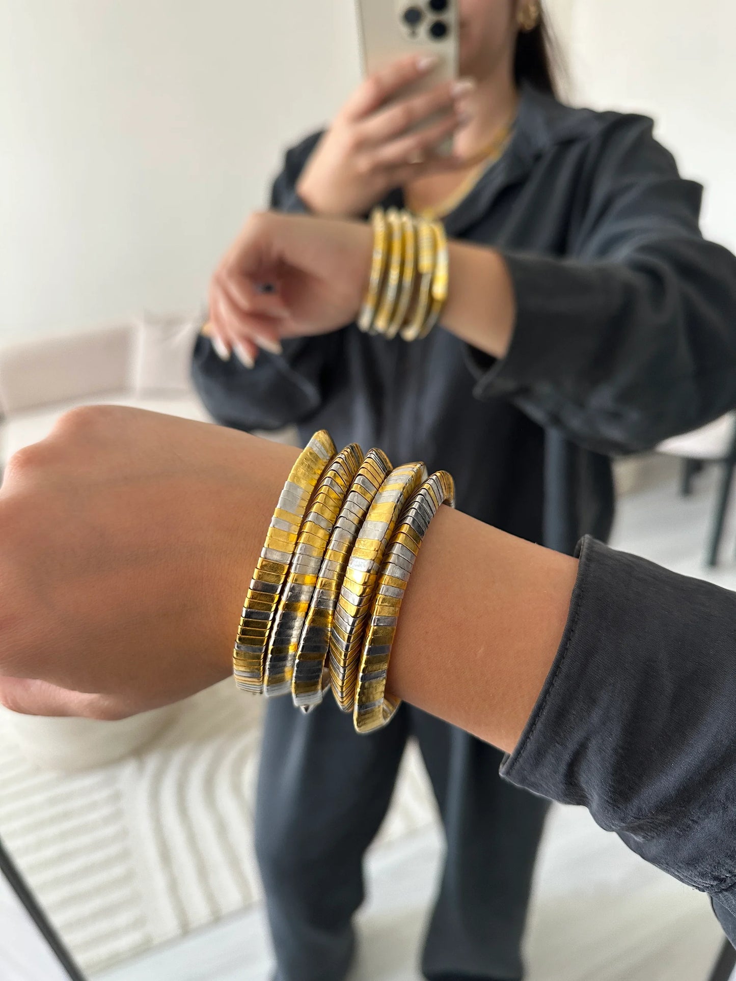 5'Li Gold Gümüş Kordon Kadın Bileklik