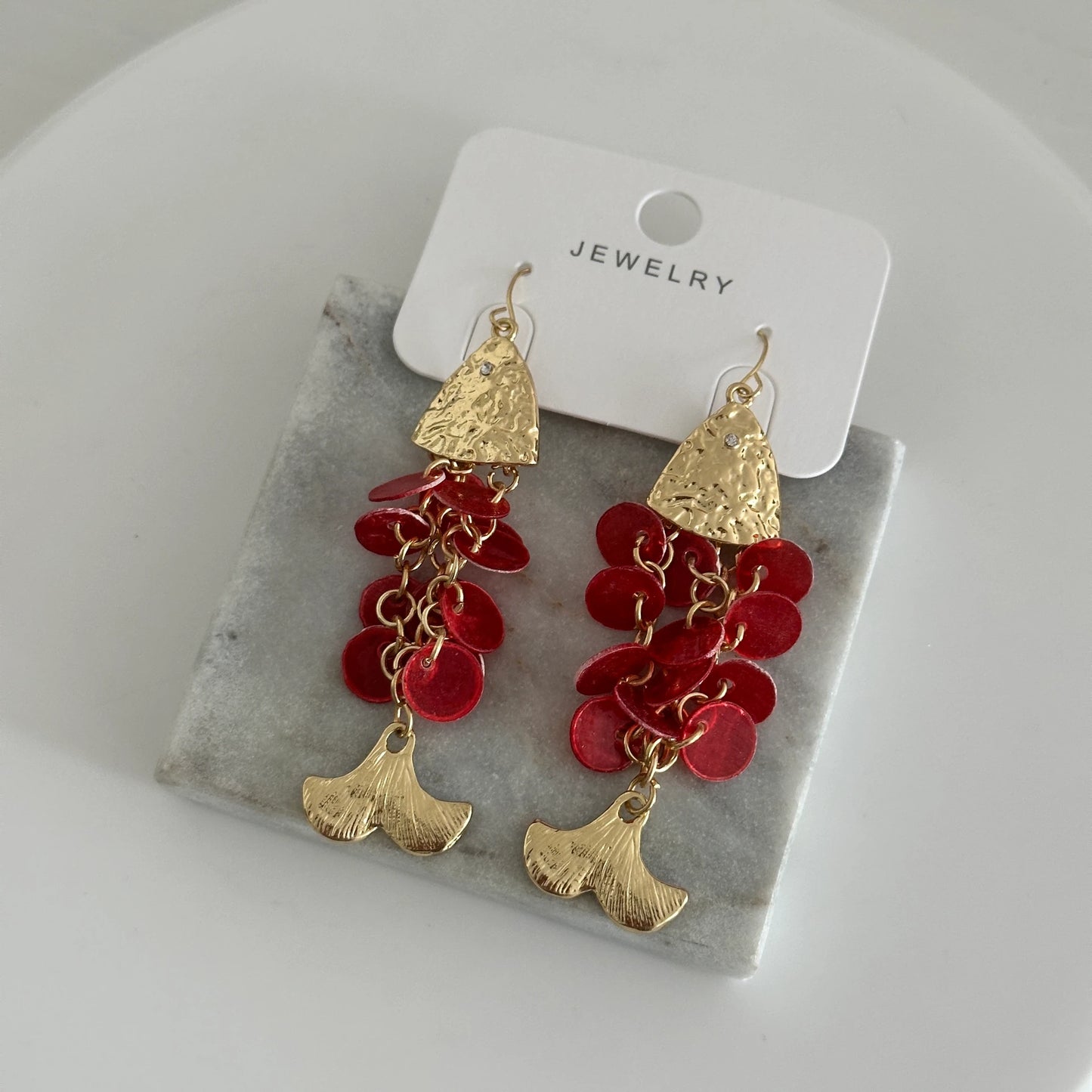 Bordo Pul Balık Kadın Küpe