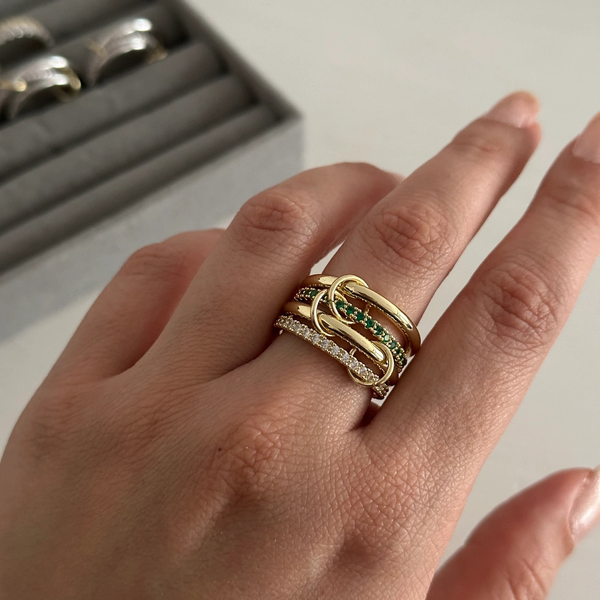 4'Lü Yeşil Zirkon Taş Spinelli Kadın Yüzük (18)