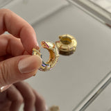 Renkli Taş Tombul Halka Kadın Küpe