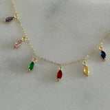 Renkli Sıralı Taş Kuyumcu İşçiliği Kadın Kolye