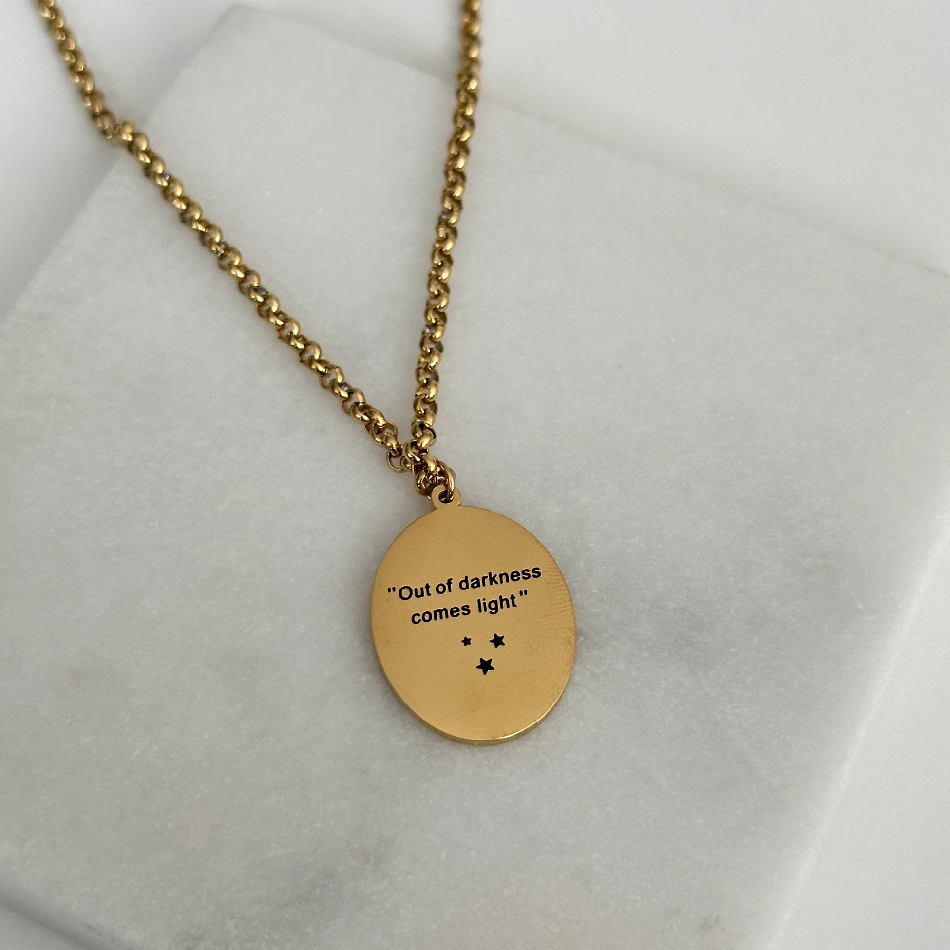 Güneş Çift Taraflı Çelik Kadın Kolye