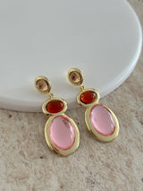 Pembe & Kahve Taş Kadın Küpe