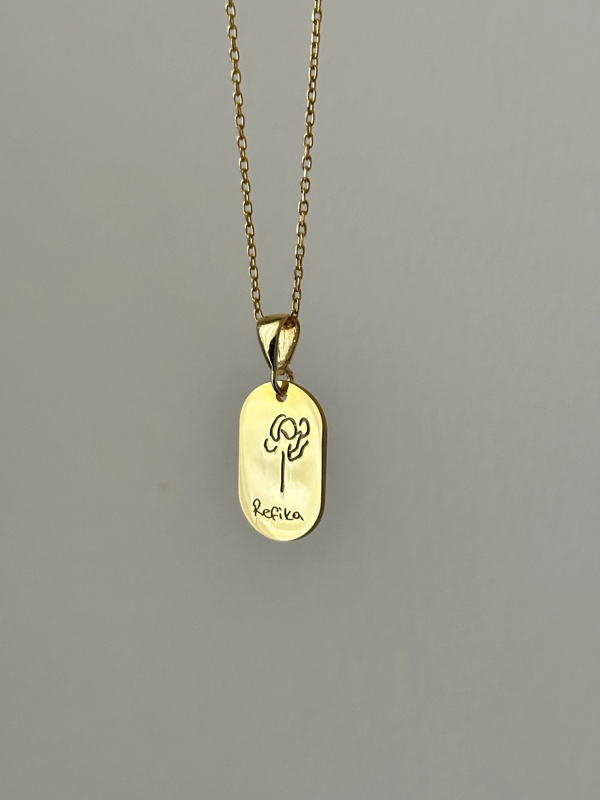 925 Ayar Gümüş Yazı İşlenebilir Kadın Kolye