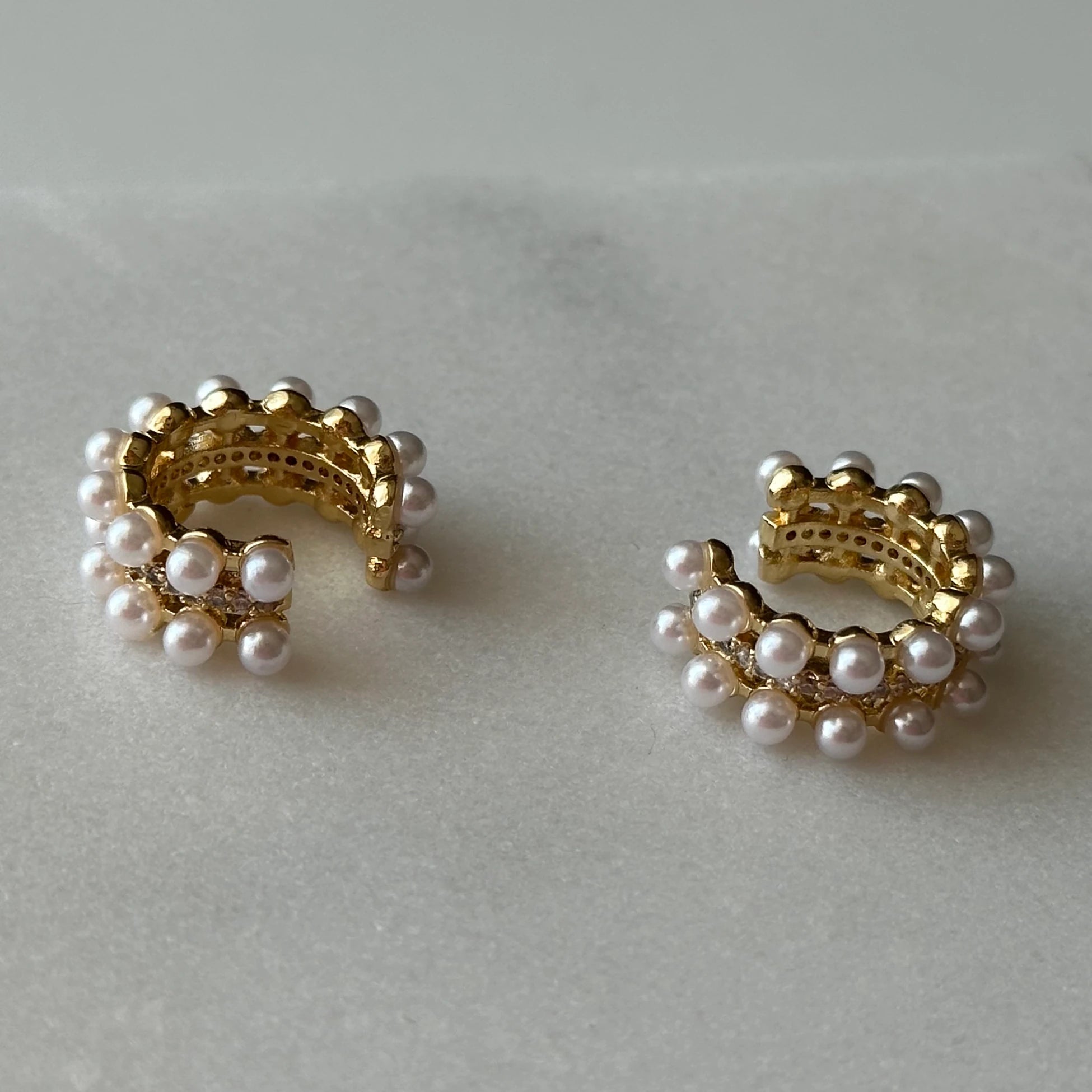 İkili İncili Earcuff Küpe